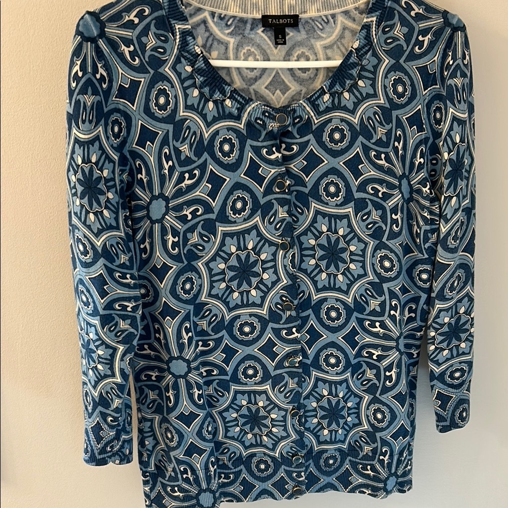 Talbots Blue Patterned Women's Top